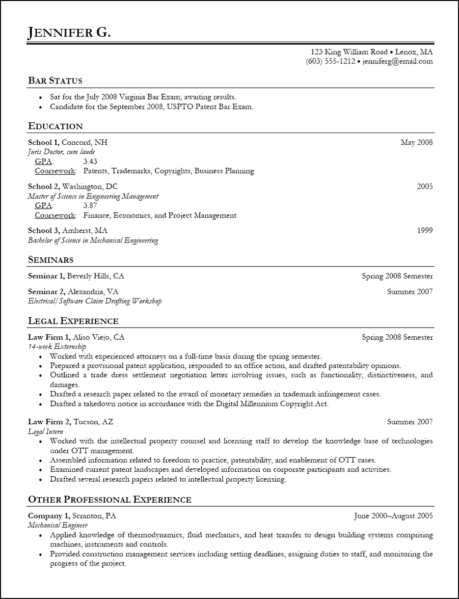 Intellectual property analyst resume